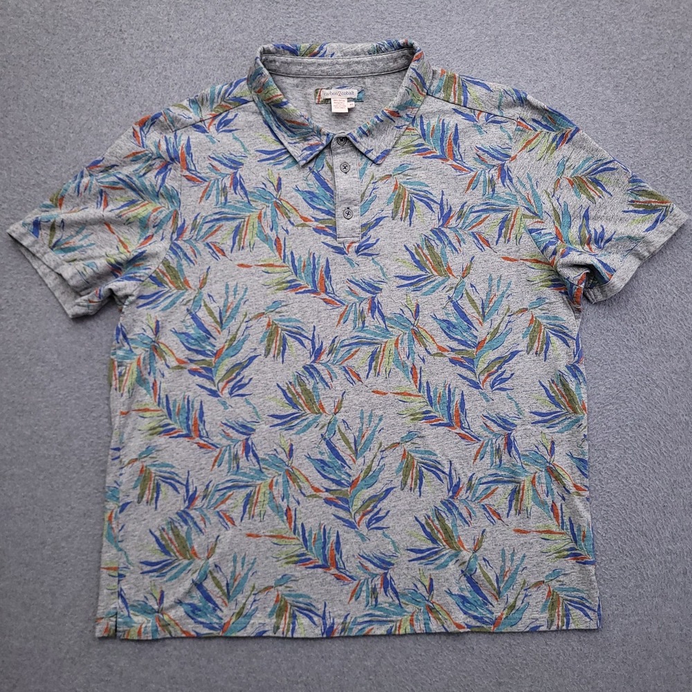 Carbon2Cobalt Polo Shirt Mens XL Floral All Over Print Short Sleeve Hawaiian